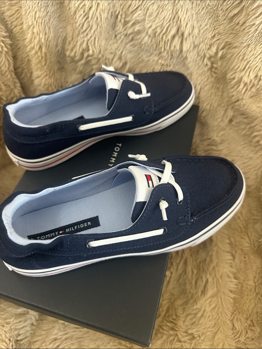 NEW Tommy Hilfiger Navy Canvas Boat Shoes